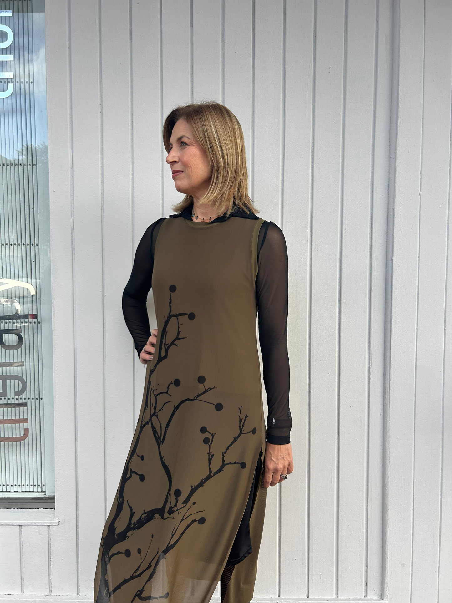 Hepburn Mesh Dress | Khaki